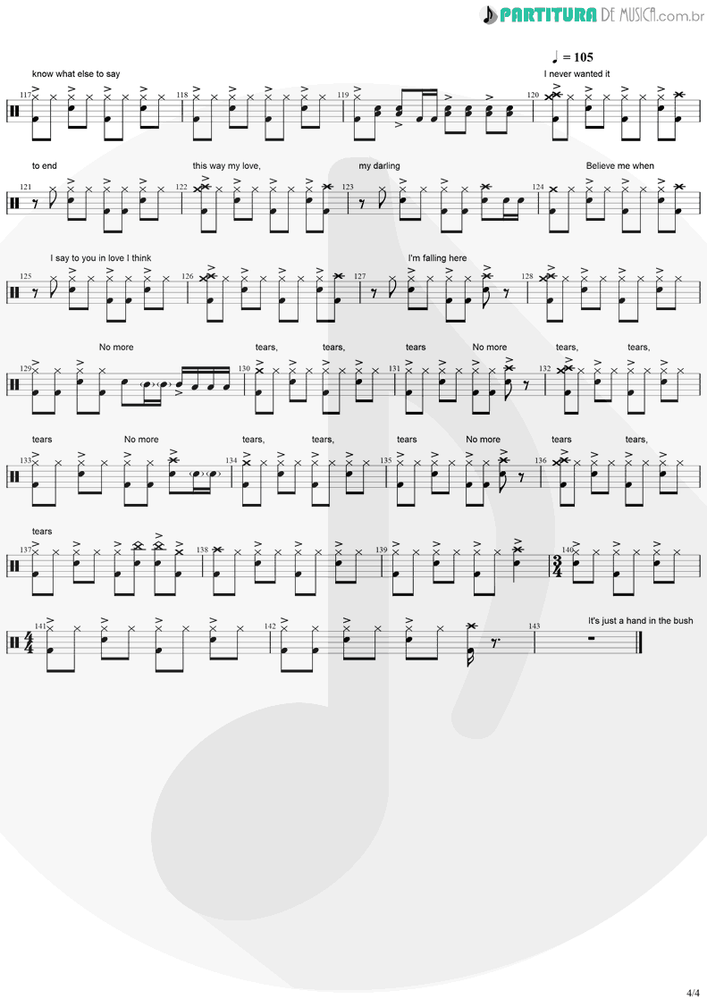 Partitura de musica de Bateria - No More Tears | Ozzy Osbourne | No More Tears 1991 - pag 4