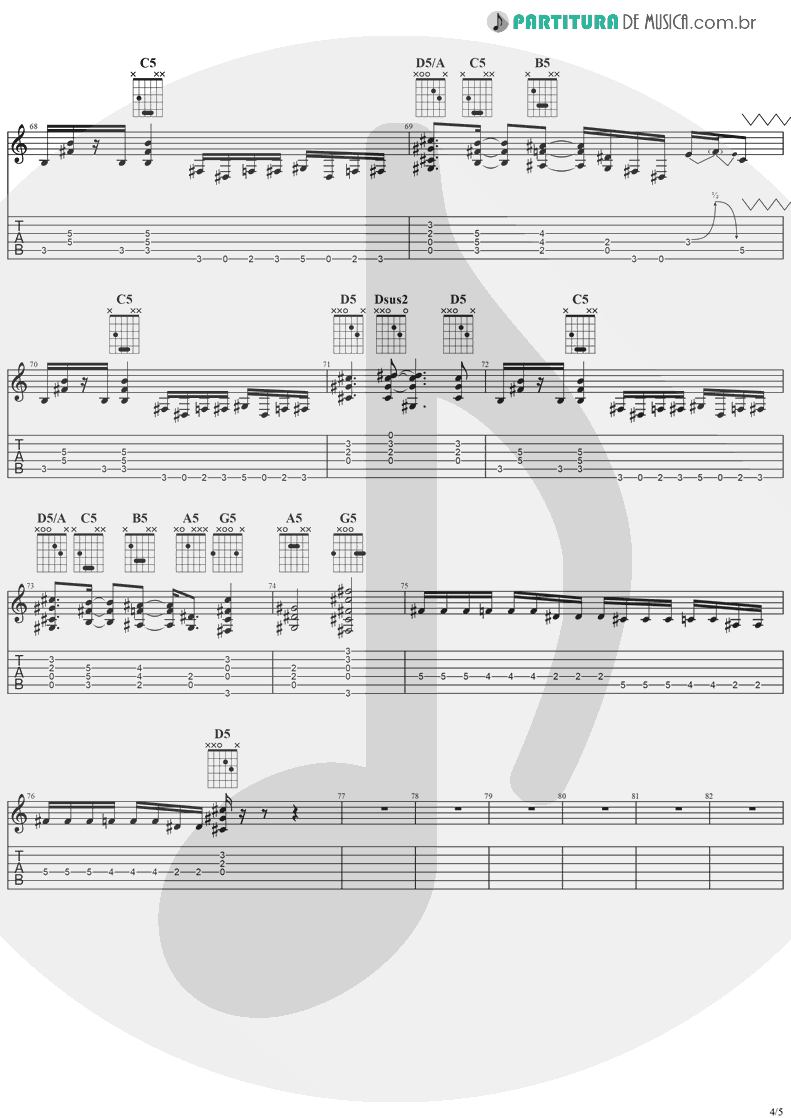 Tablatura + Partitura de musica de Guitarra Elétrica - Road To Nowhere | Ozzy Osbourne | No More Tears 1991 - pag 4