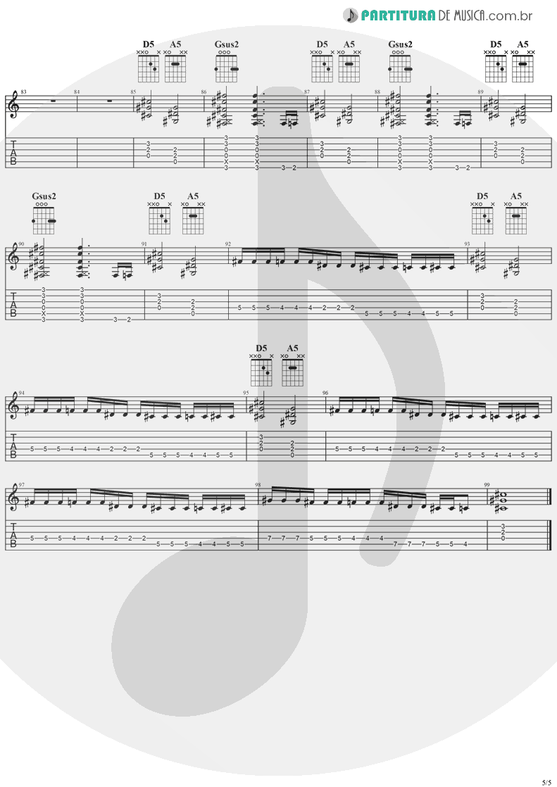 Tablatura + Partitura de musica de Guitarra Elétrica - Road To Nowhere | Ozzy Osbourne | No More Tears 1991 - pag 5