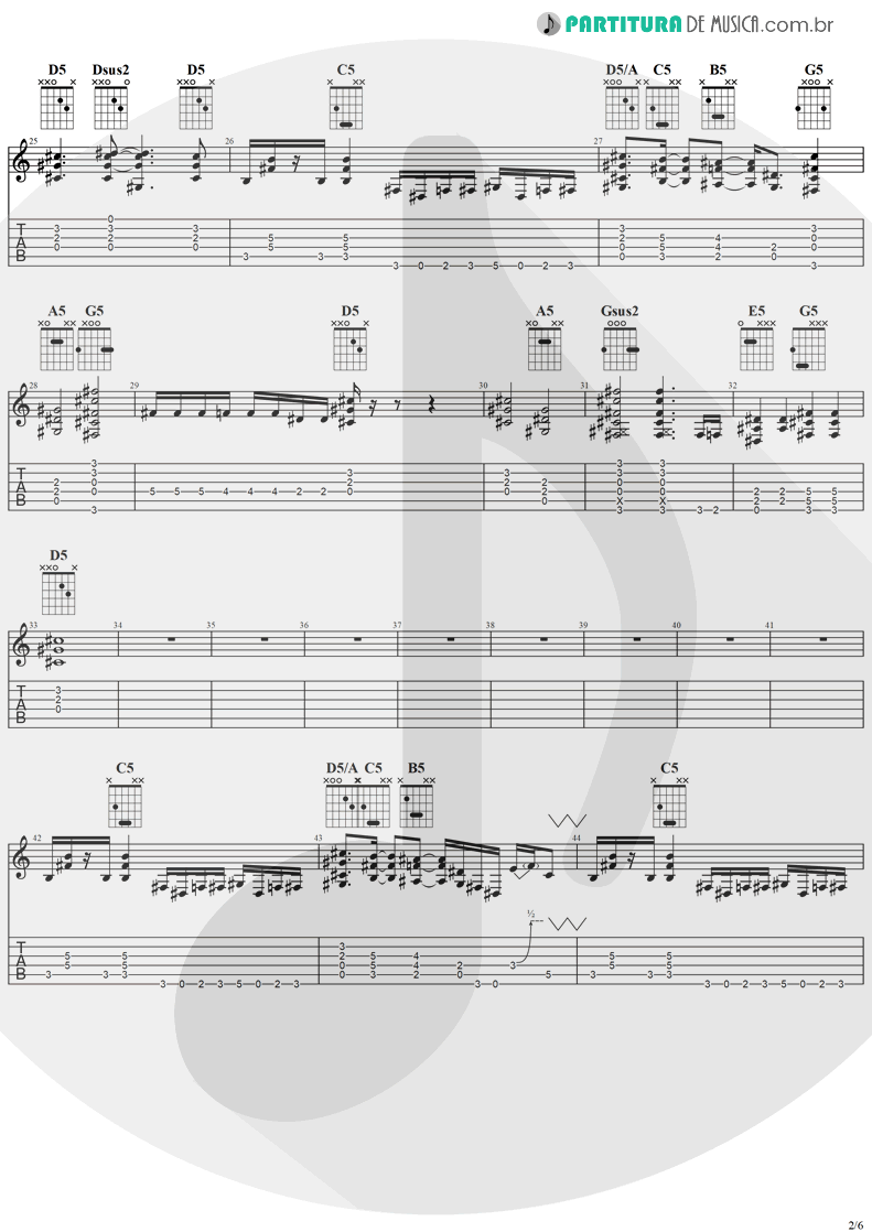 Tablatura + Partitura de musica de Guitarra Elétrica - Road To Nowhere | Ozzy Osbourne | No More Tears 1991 - pag 2