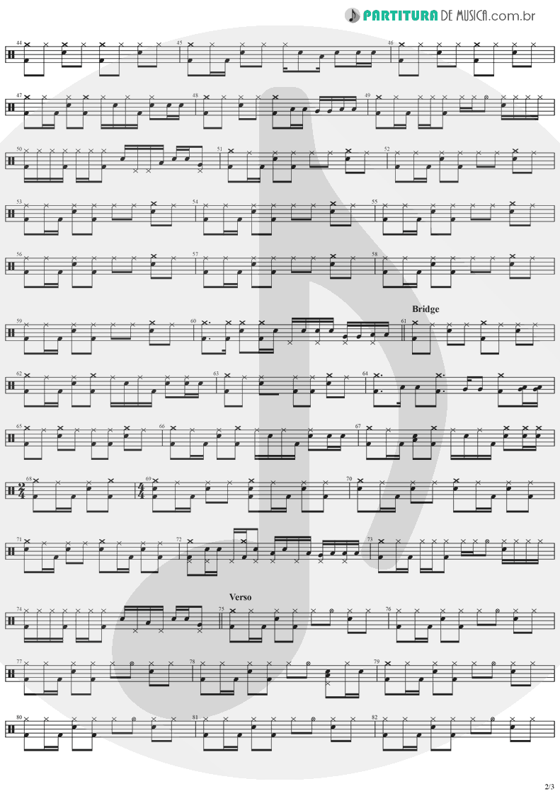 Partitura de musica de Bateria - See You On The Other Side | Ozzy Osbourne | Ozzmosis 1995 - pag 2