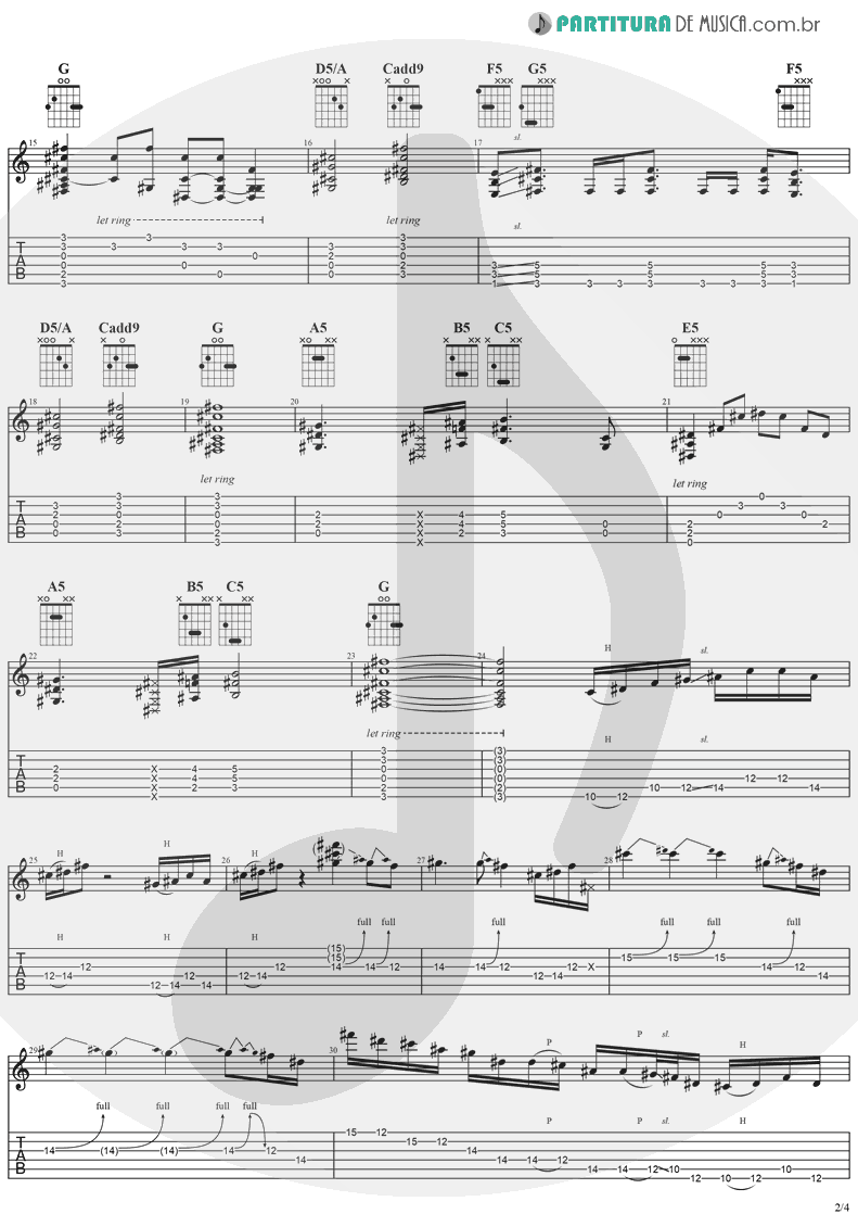 Tablatura + Partitura de musica de Guitarra Elétrica - See You On The Other Side | Ozzy Osbourne | Ozzmosis 1995 - pag 2