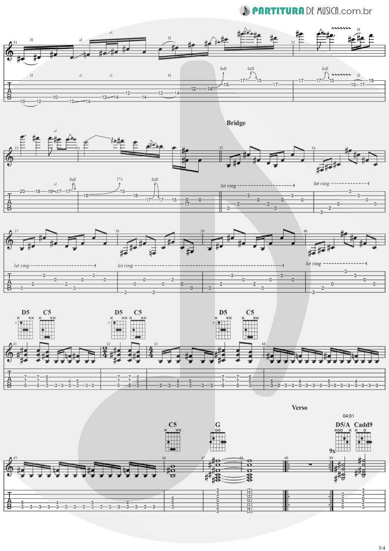 Tablatura + Partitura de musica de Guitarra Elétrica - See You On The Other Side | Ozzy Osbourne | Ozzmosis 1995 - pag 3