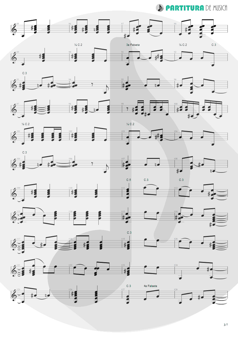 Partitura de musica de Violão - Los Pinares | Paco de Lucía | Fuente y Caudal 1973 - pag 3
