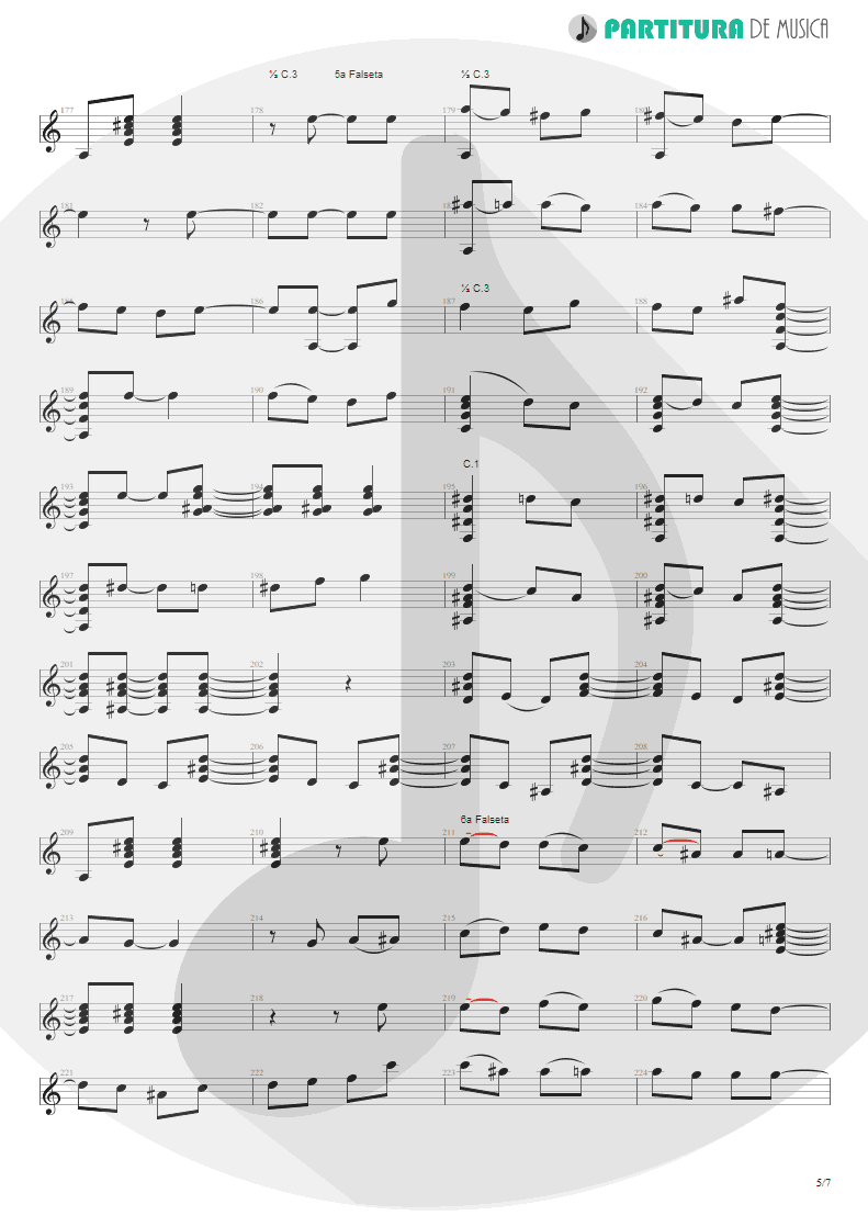 Partitura de musica de Violão - Los Pinares | Paco de Lucía | Fuente y Caudal 1973 - pag 5