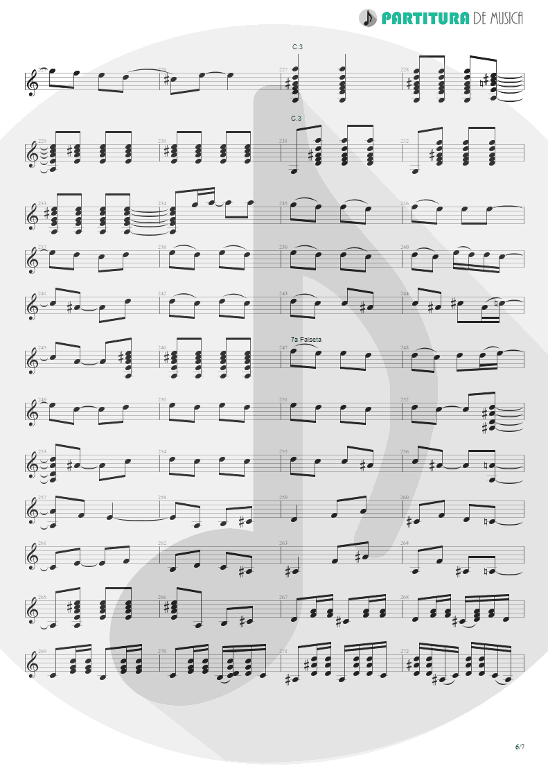 Partitura de musica de Violão - Los Pinares | Paco de Lucía | Fuente y Caudal 1973 - pag 6