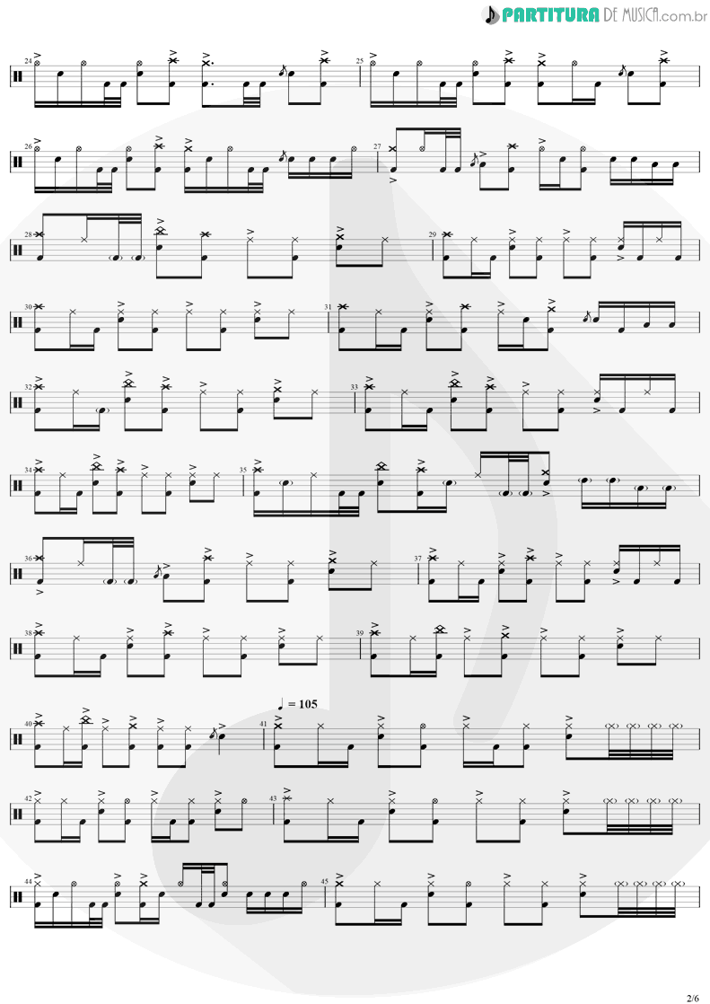 Partitura de musica de Bateria - Even Flow | Pearl Jam | Ten 1991 - pag 2