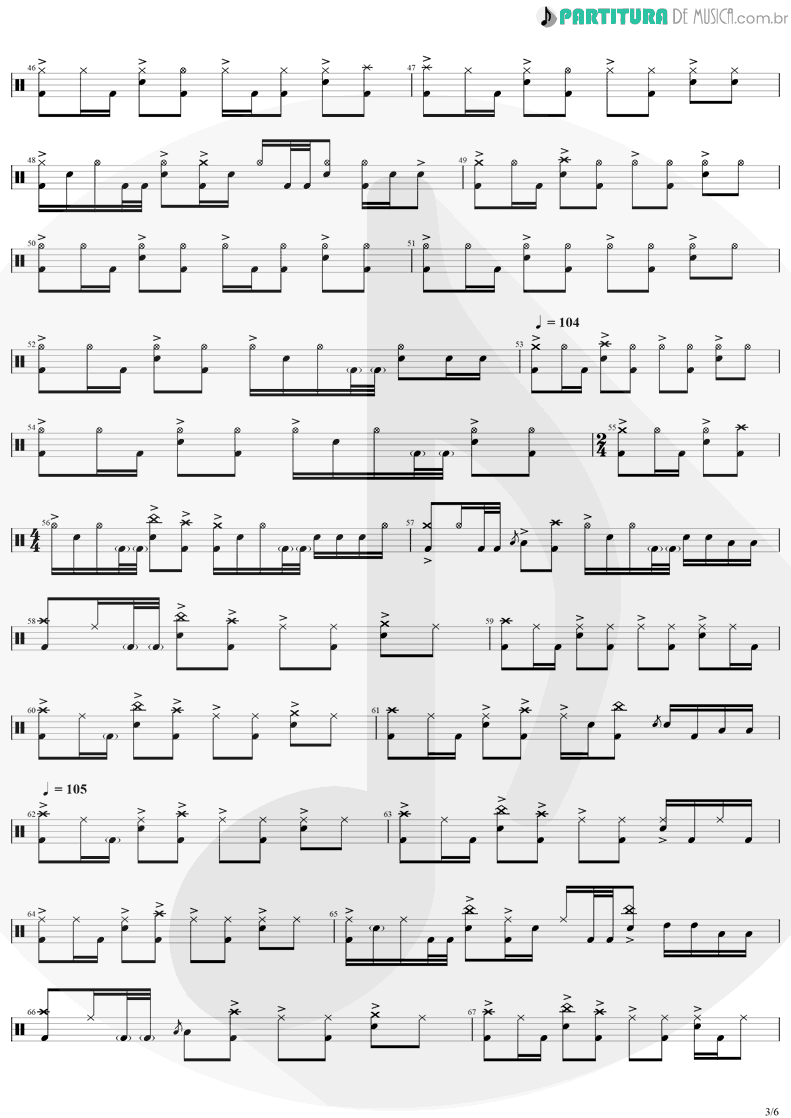 Partitura de musica de Bateria - Even Flow | Pearl Jam | Ten 1991 - pag 3