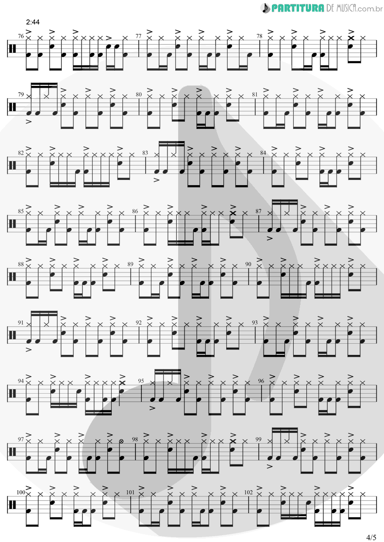 Partitura de musica de Bateria - Dance Of The Clairvoyants | Pearl Jam | Gigaton 2020 - pag 4