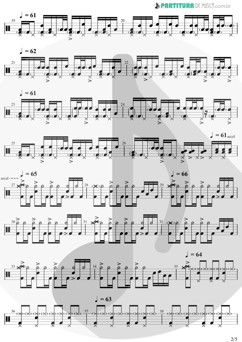 Partitura de musica de Bateria - Time | Pink Floyd | The Dark Side Of The Moon 1973 - pag 2