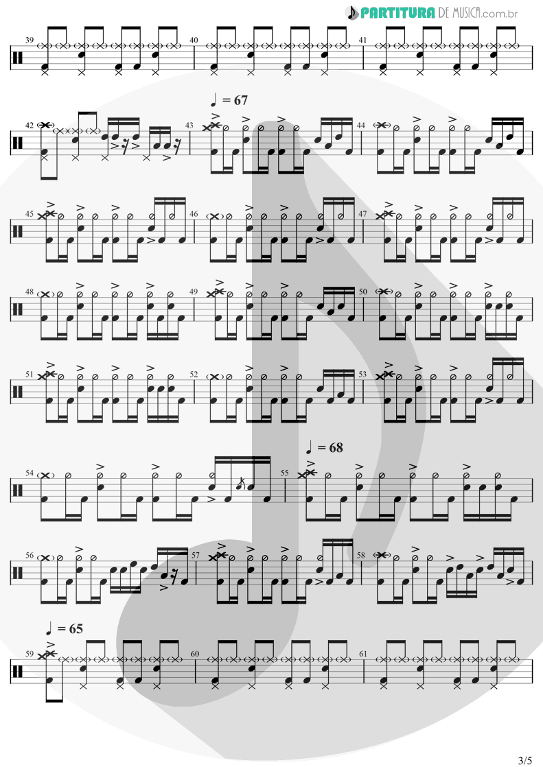 Partitura de musica de Bateria - Time | Pink Floyd | The Dark Side Of The Moon 1973 - pag 3