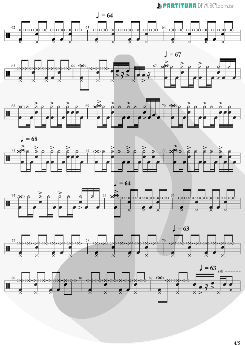 Partitura de musica de Bateria - Time | Pink Floyd | The Dark Side Of The Moon 1973 - pag 4