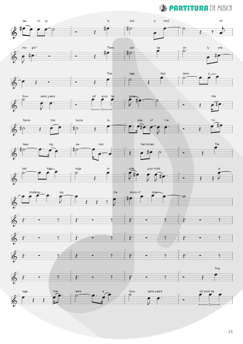 Partitura de musica de Canto - A Kind Of Magic | Queen | A Kind of Magic 1986 - pag 2