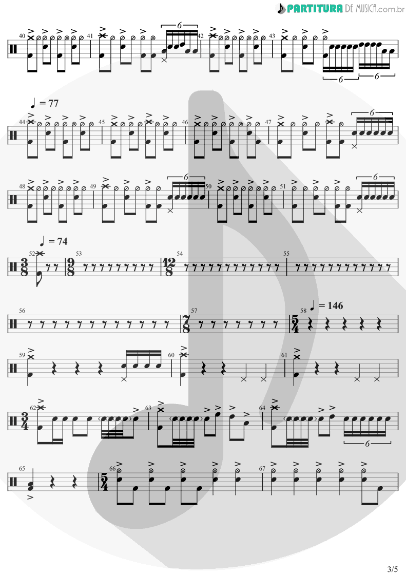 Partitura de musica de Bateria - Innuendo | Queen | Innuendo 1991 - pag 3