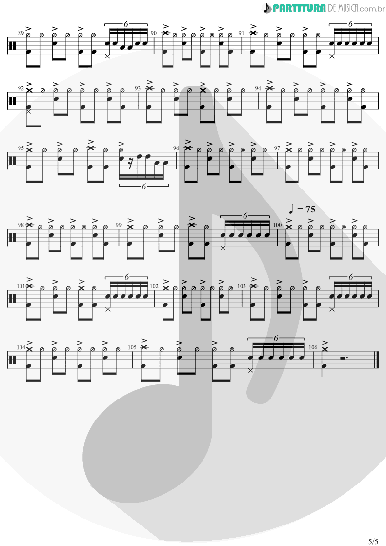 Partitura de musica de Bateria - Innuendo | Queen | Innuendo 1991 - pag 5