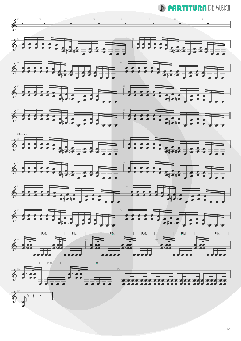 Partitura de musica de Guitarra Elétrica - Bullet In The Head | Rage Against the Machine | Rage Against the Machine 1996 - pag 4