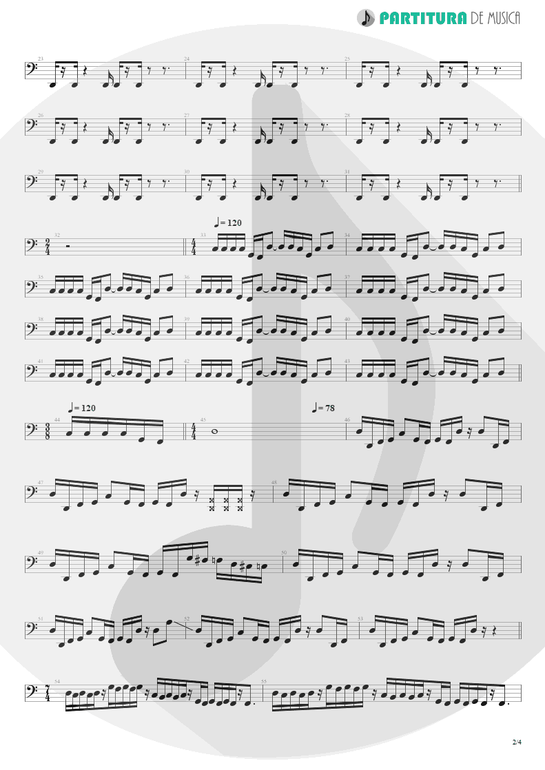 Partitura de musica de Baixo Elétrico - Freedom | Rage Against the Machine | Rage Against the Machine 1996 - pag 2