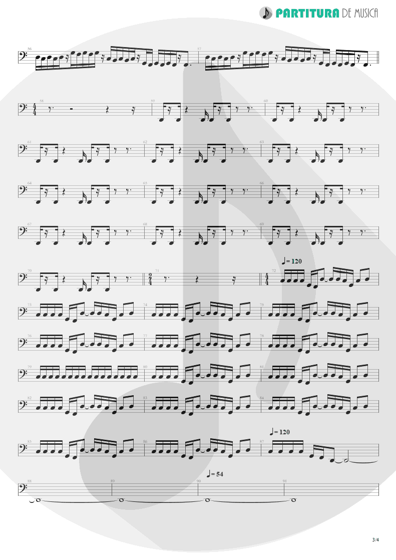 Partitura de musica de Baixo Elétrico - Freedom | Rage Against the Machine | Rage Against the Machine 1996 - pag 3