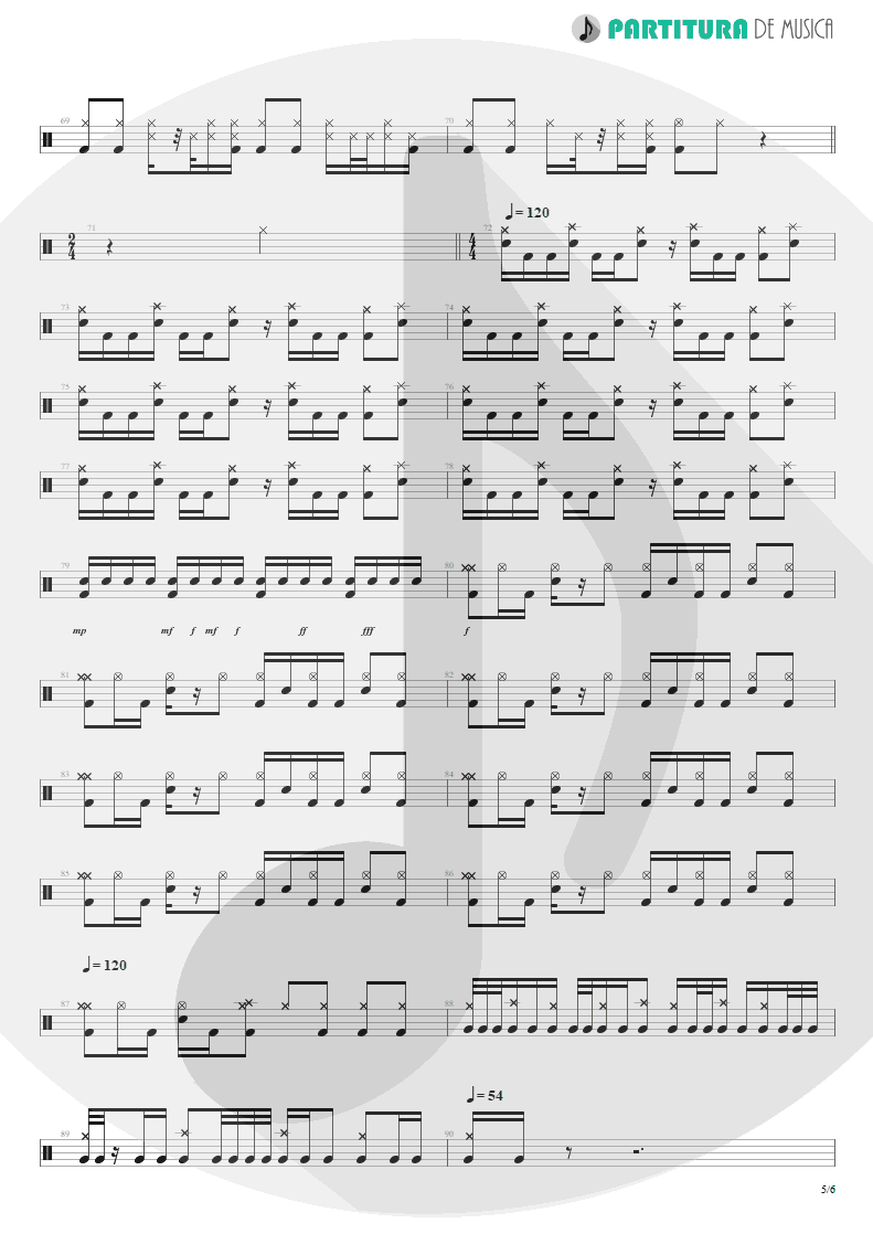 Partitura de musica de Bateria - Freedom | Rage Against the Machine | Rage Against the Machine 1996 - pag 5