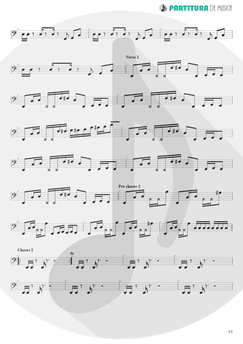 Partitura de musica de Baixo Elétrico - Killing In The Name | Rage Against the Machine | Rage Against the Machine 1996 - pag 3