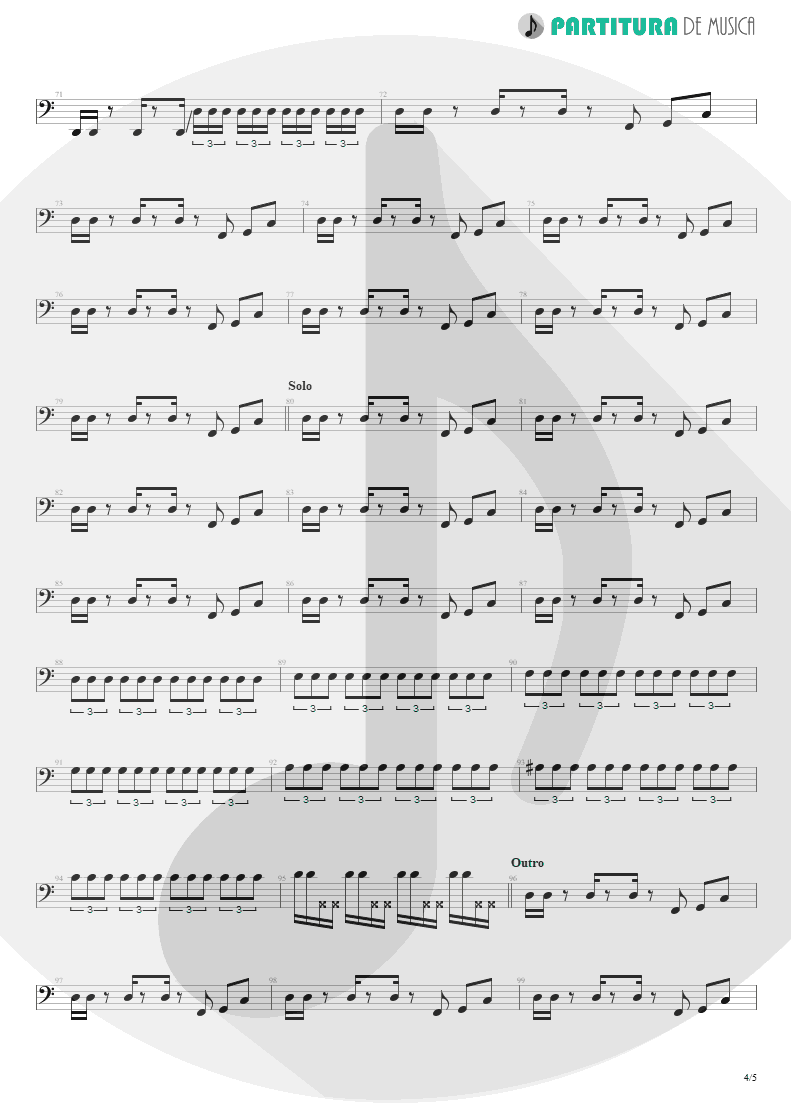 Partitura de musica de Baixo Elétrico - Killing In The Name | Rage Against the Machine | Rage Against the Machine 1996 - pag 4