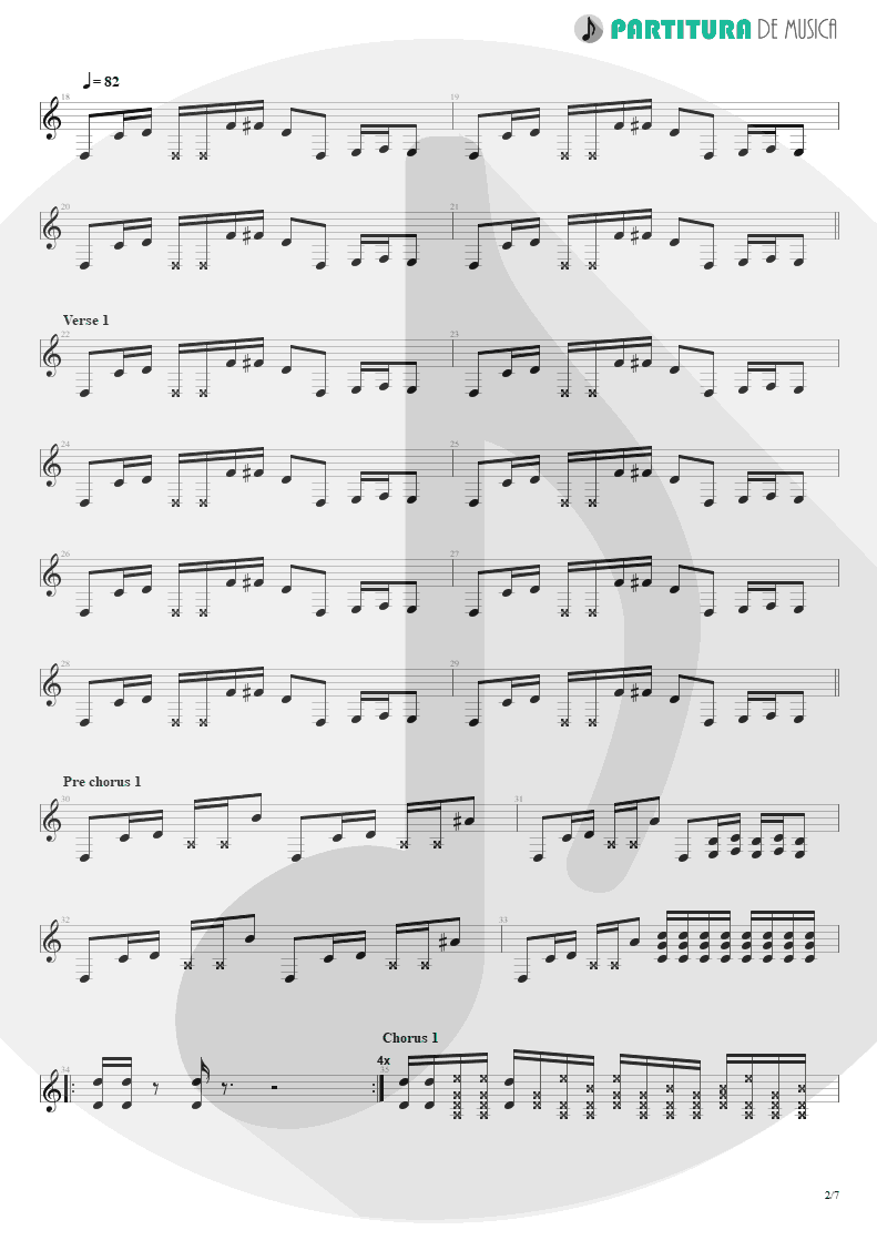 Partitura de musica de Guitarra Elétrica - Killing In The Name | Rage Against the Machine | Rage Against the Machine 1996 - pag 2