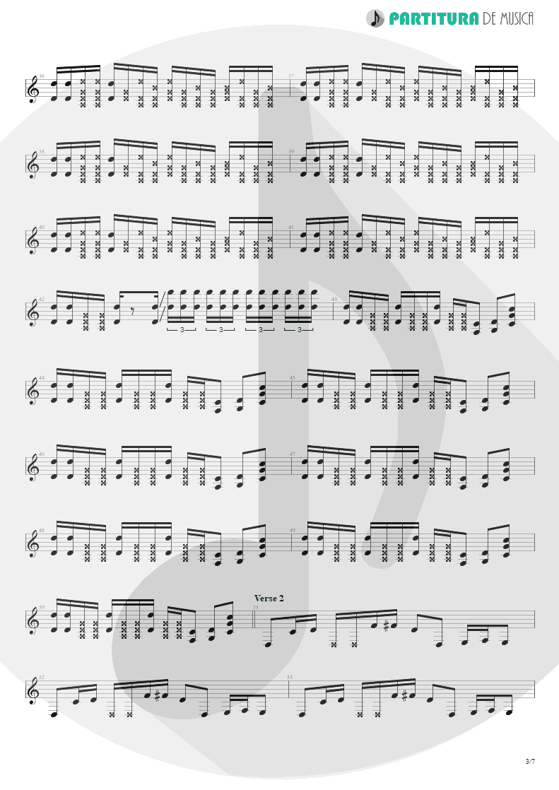 Partitura de musica de Guitarra Elétrica - Killing In The Name | Rage Against the Machine | Rage Against the Machine 1996 - pag 3