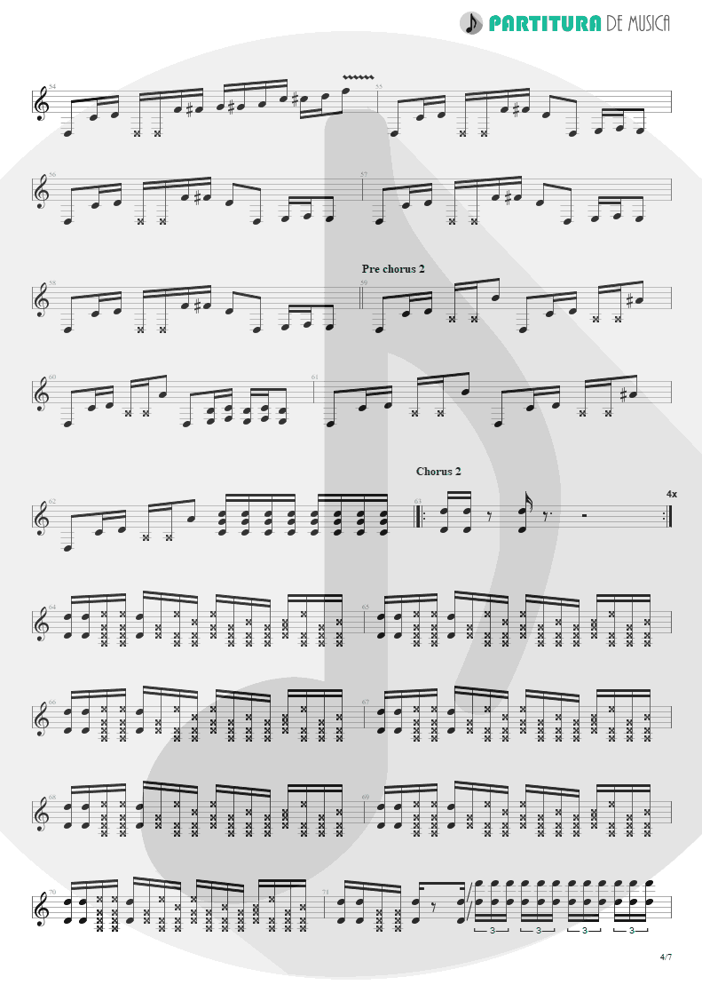 Partitura de musica de Guitarra Elétrica - Killing In The Name | Rage Against the Machine | Rage Against the Machine 1996 - pag 4