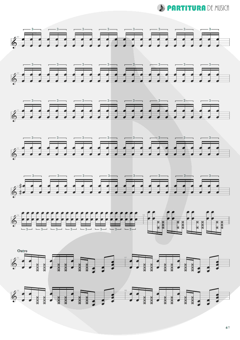 Partitura de musica de Guitarra Elétrica - Killing In The Name | Rage Against the Machine | Rage Against the Machine 1996 - pag 6