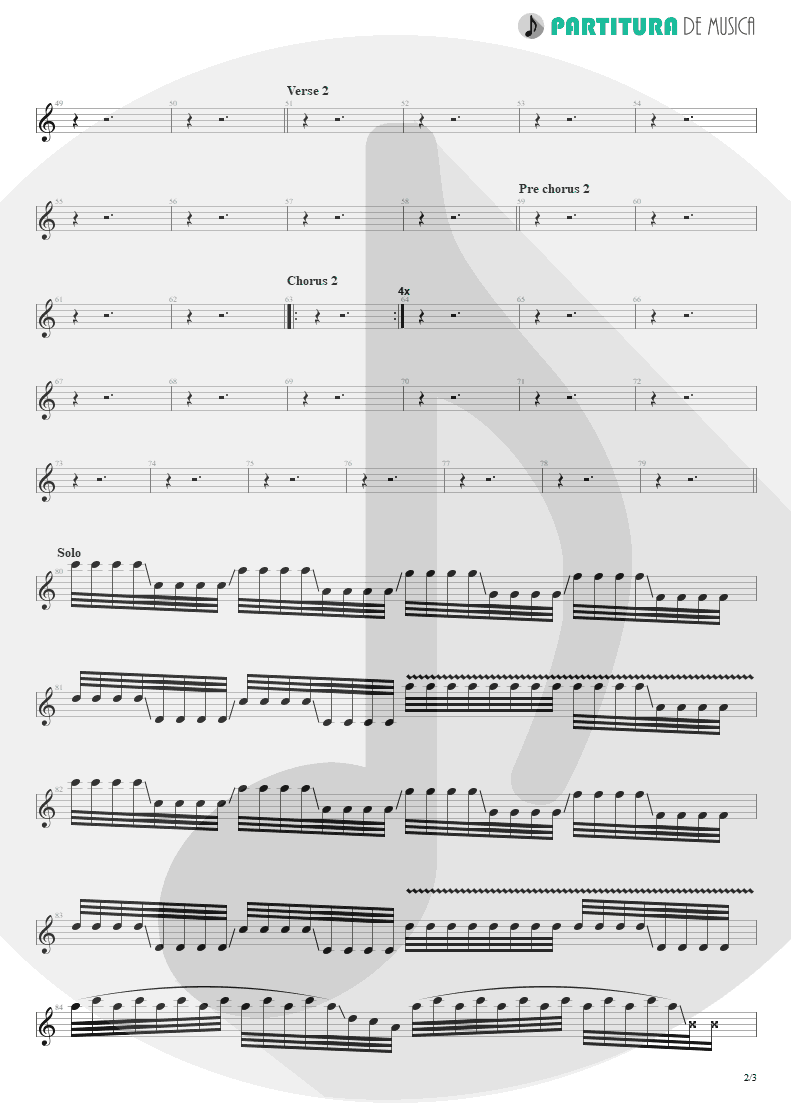 Partitura de musica de Guitarra Elétrica - Killing In The Name | Rage Against the Machine | Rage Against the Machine 1996 - pag 2