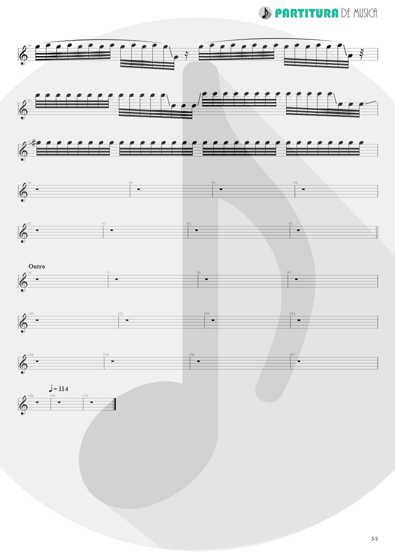 Partitura de musica de Guitarra Elétrica - Killing In The Name | Rage Against the Machine | Rage Against the Machine 1996 - pag 3