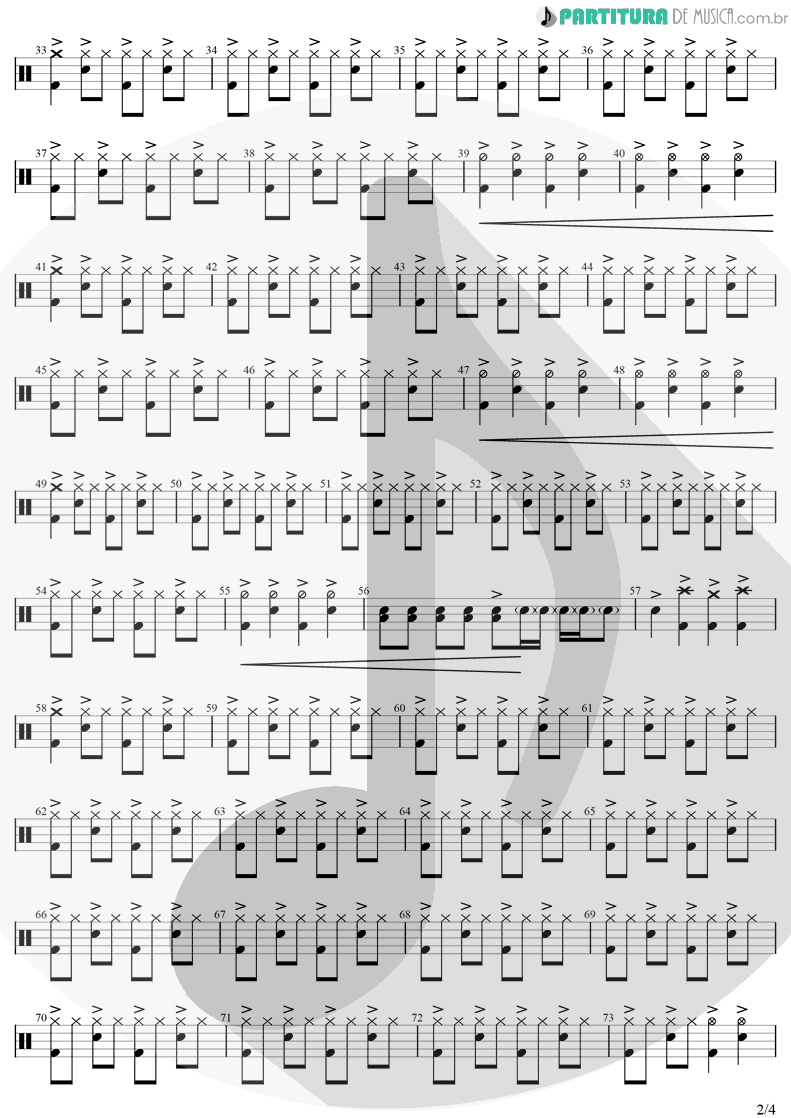 Partitura de musica de Bateria - Me Lambe | Raimundos | Só no Forevis 1999 - pag 2