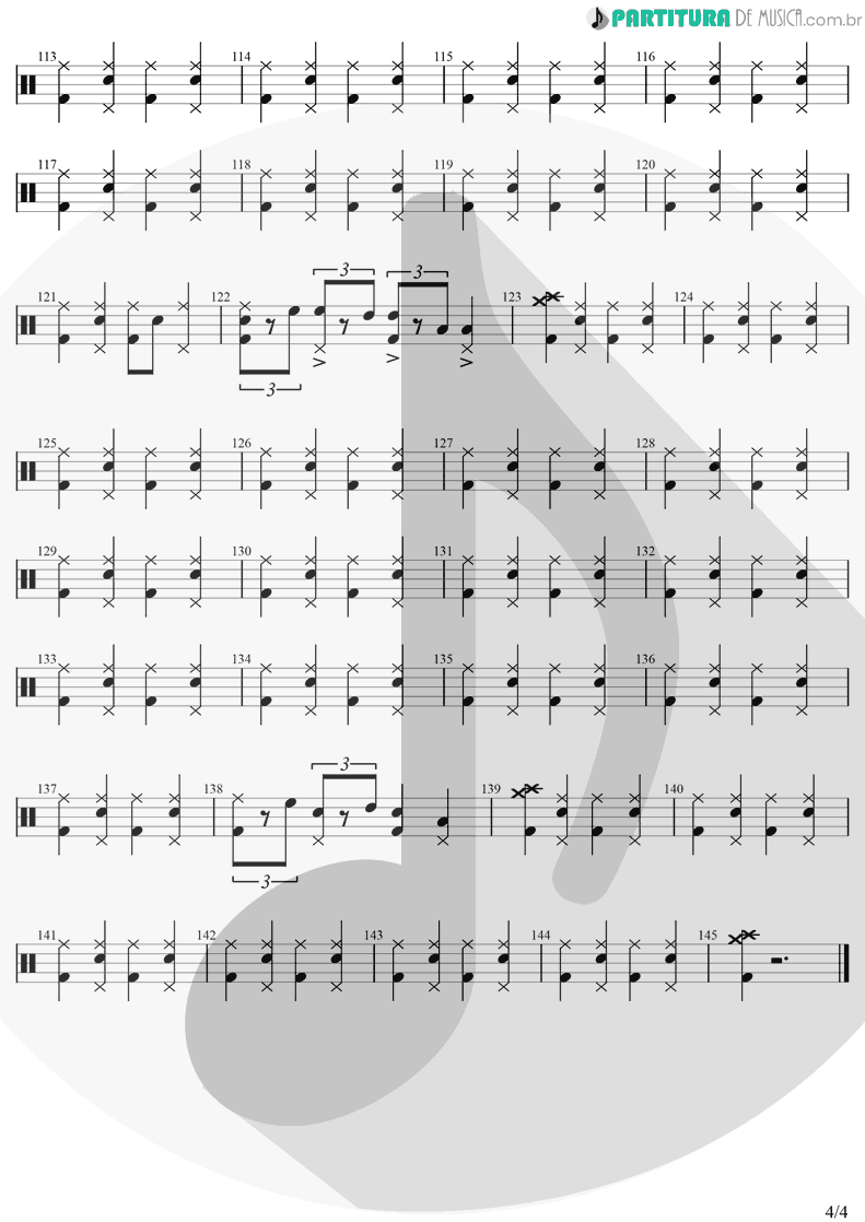 Partitura de musica de Bateria - Cowboy Fora da Lei | Raul Seixas | Uah-Bap-Lu-Bap-Lah-Béin-Bum! 1987 - pag 4