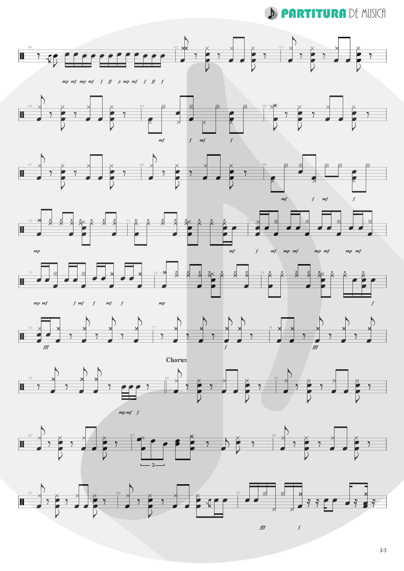 Partitura de musica de Bateria - Something For Nothing | Rush | 2112 1976 - pag 3