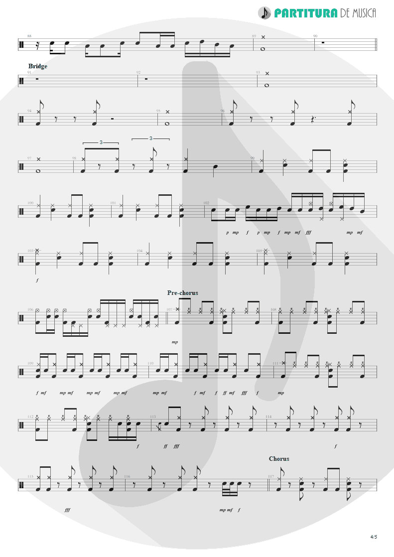 Partitura de musica de Bateria - Something For Nothing | Rush | 2112 1976 - pag 4