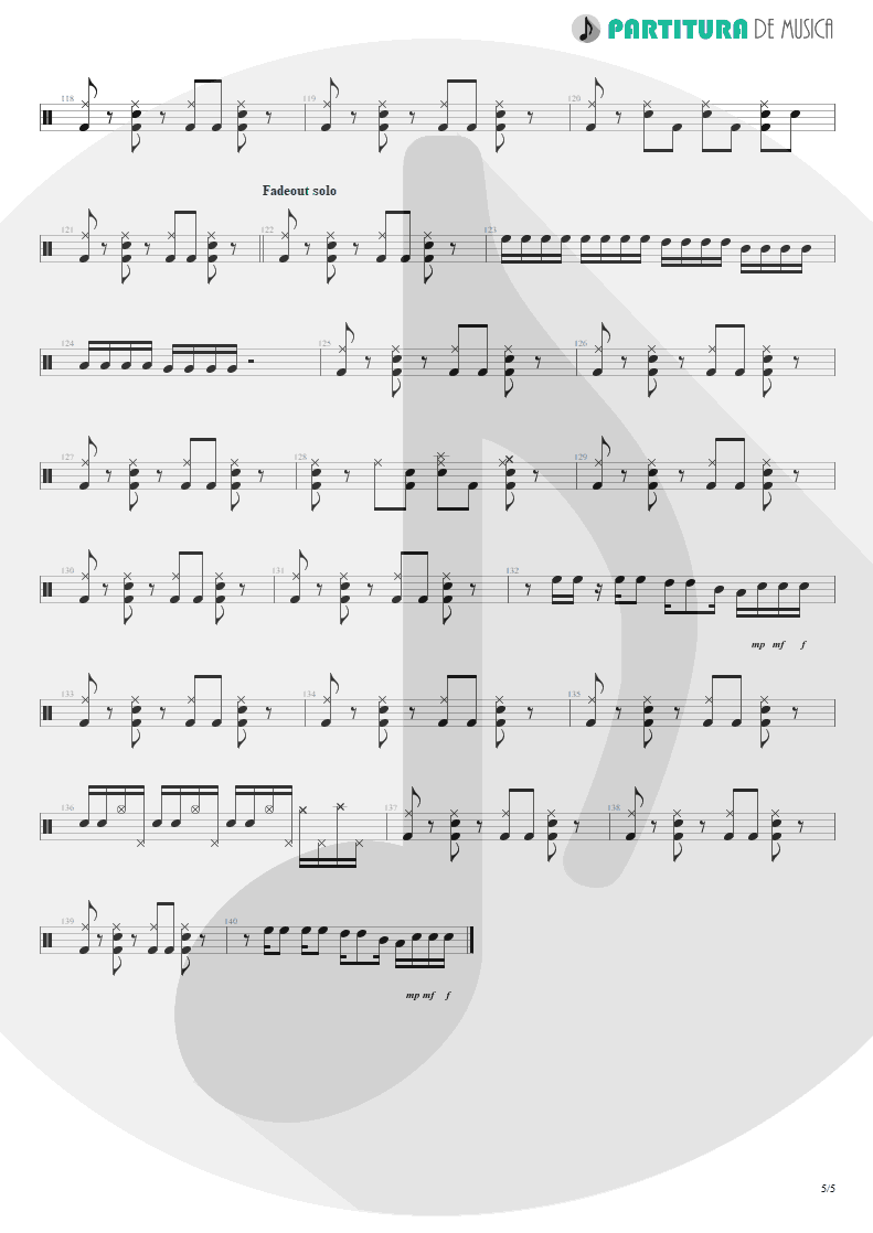 Partitura de musica de Bateria - Something For Nothing | Rush | 2112 1976 - pag 5