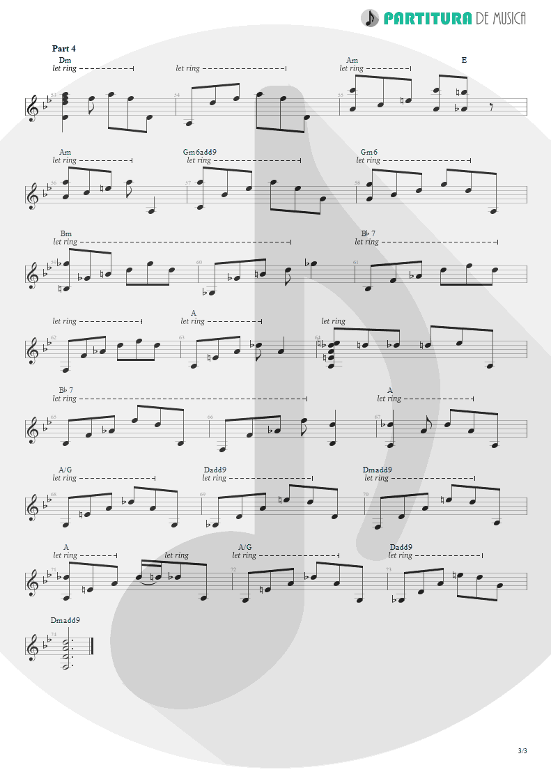 Partitura de musica de Violão - Broon's Bane | Rush | Exit...Stage Left 1981 - pag 3