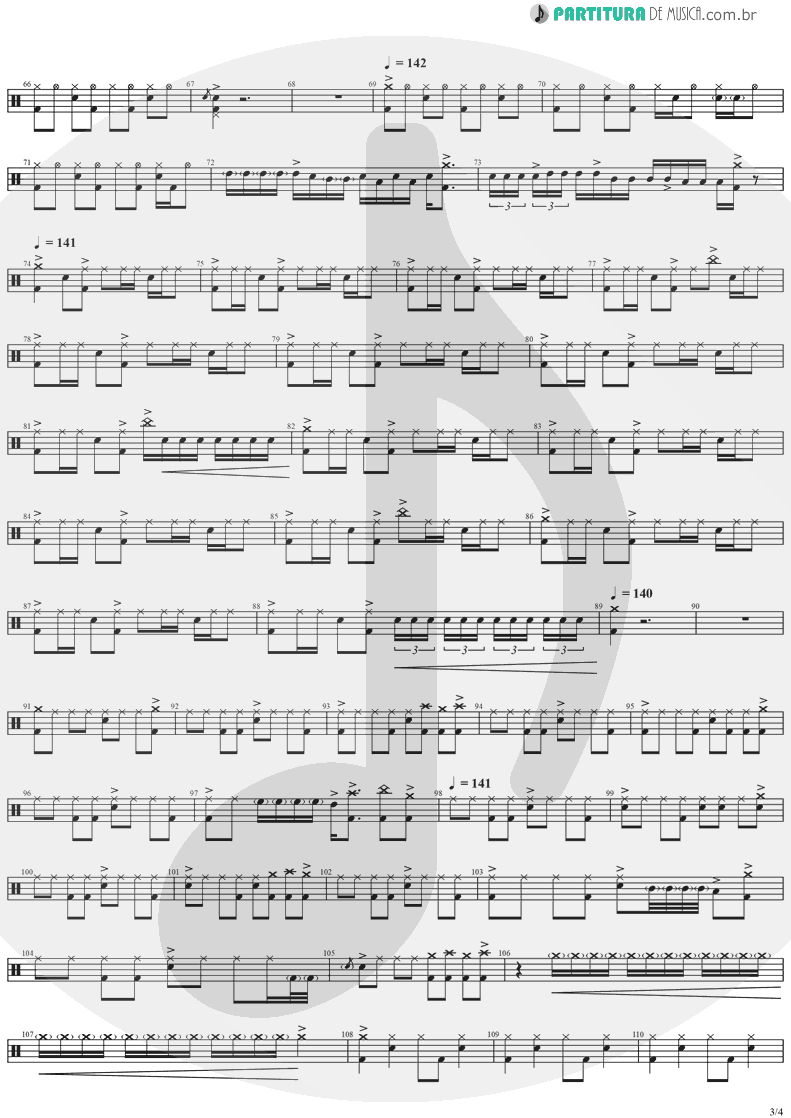 Partitura de musica de Bateria - YYZ | Rush | Moving Pictures 1981 - pag 3