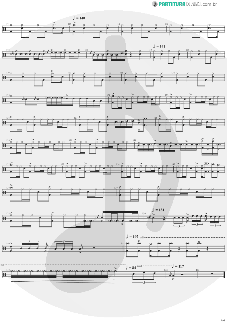 Partitura de musica de Bateria - YYZ | Rush | Moving Pictures 1981 - pag 4