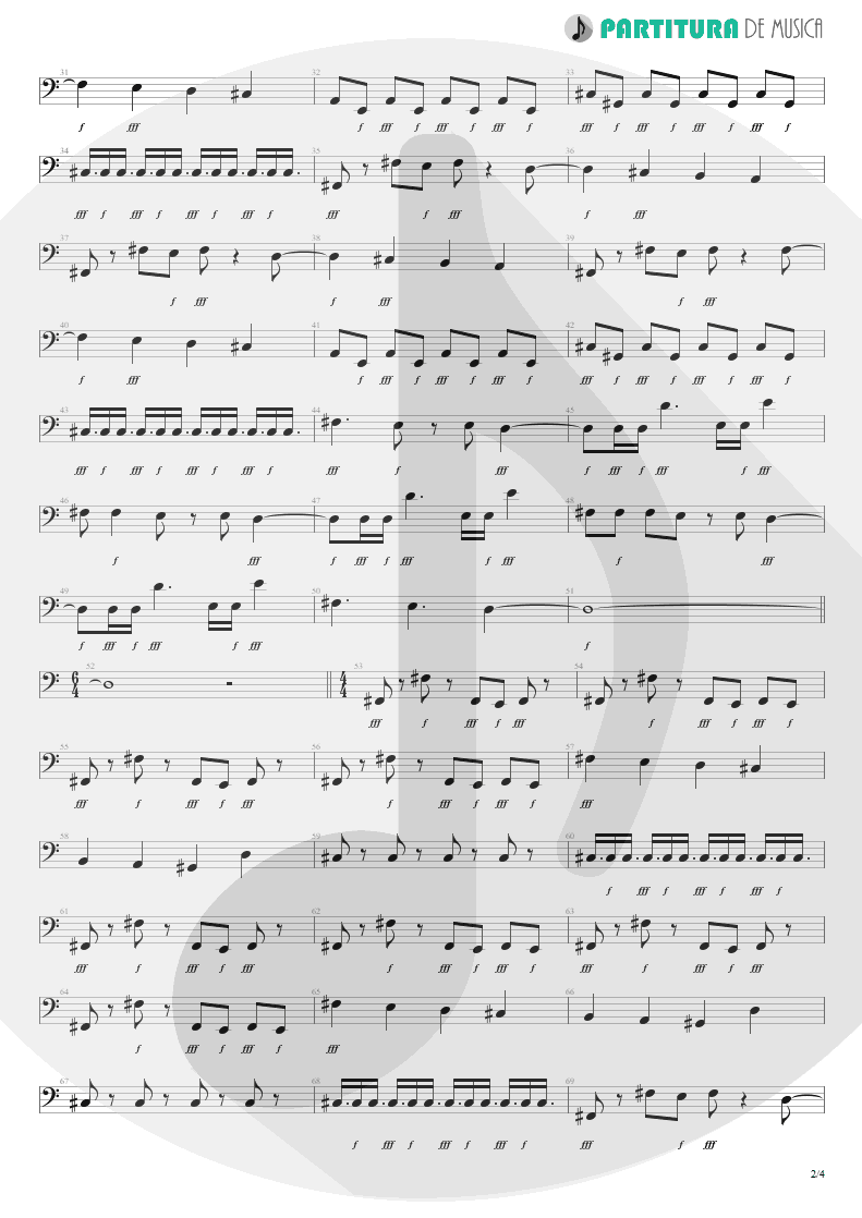 Partitura de musica de Baixo Elétrico - Pictured Life | Scorpions | Virgin Killer 1976 - pag 2