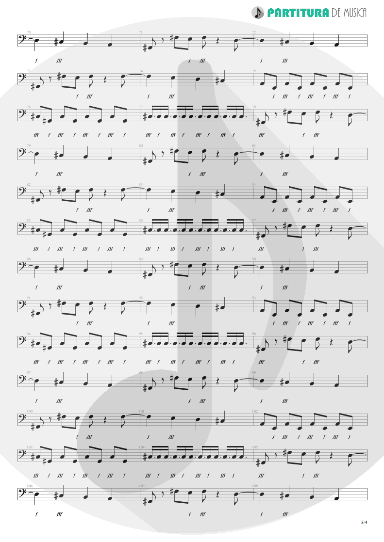 Partitura de musica de Baixo Elétrico - Pictured Life | Scorpions | Virgin Killer 1976 - pag 3