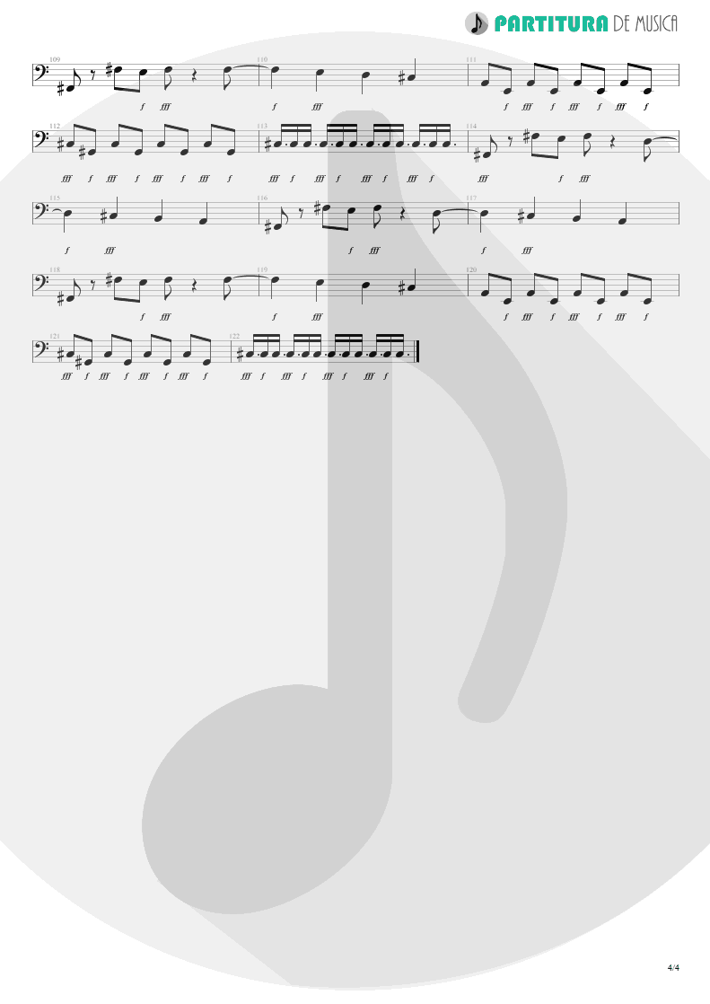 Partitura de musica de Baixo Elétrico - Pictured Life | Scorpions | Virgin Killer 1976 - pag 4