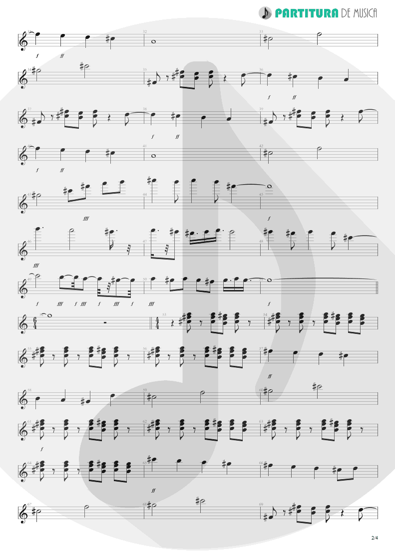 Partitura de musica de Guitarra Elétrica - Pictured Life | Scorpions | Virgin Killer 1976 - pag 2