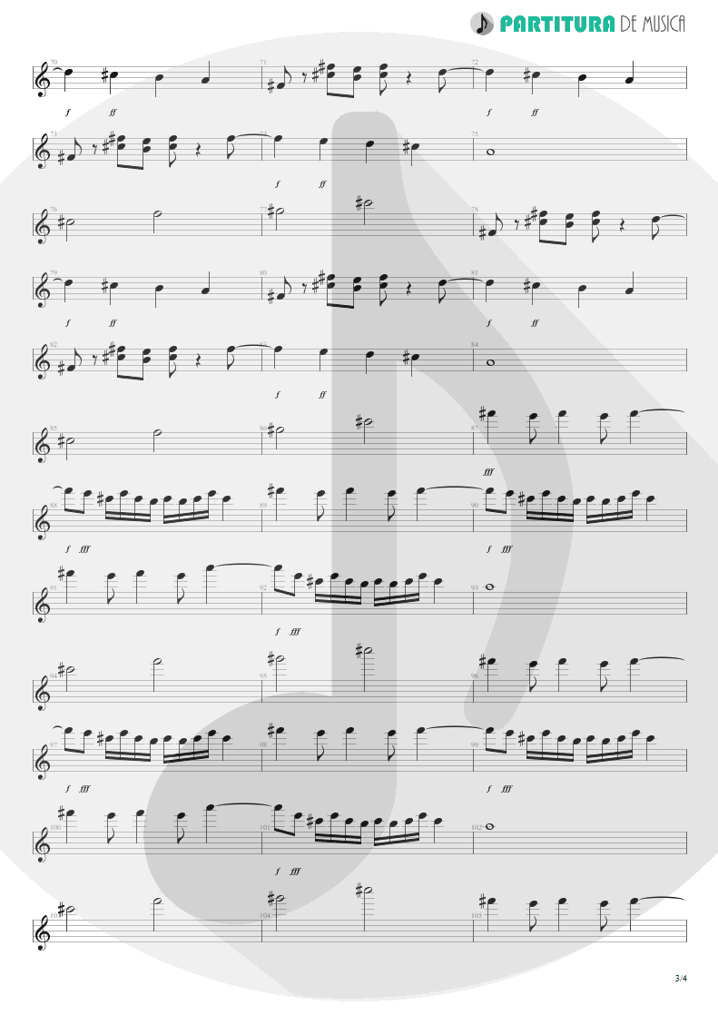 Partitura de musica de Guitarra Elétrica - Pictured Life | Scorpions | Virgin Killer 1976 - pag 3
