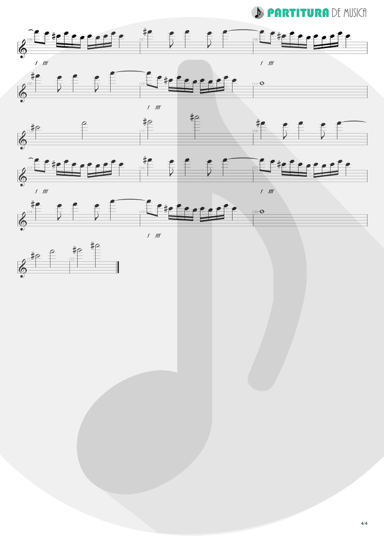 Partitura de musica de Guitarra Elétrica - Pictured Life | Scorpions | Virgin Killer 1976 - pag 4