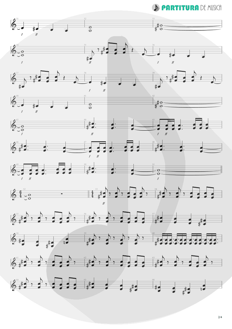 Partitura de musica de Guitarra Elétrica - Pictured Life | Scorpions | Virgin Killer 1976 - pag 2