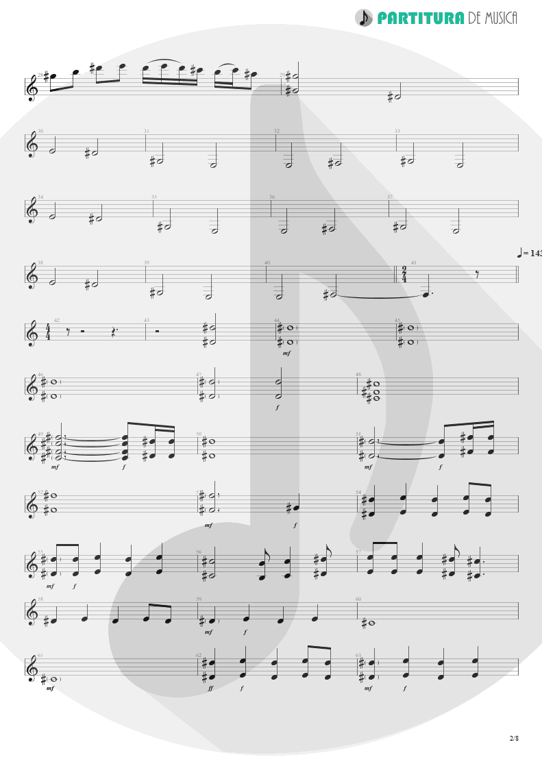 Partitura de musica de Guitarra Elétrica - We'll Burn The Sky | Scorpions | Taken by Force 1978 - pag 2