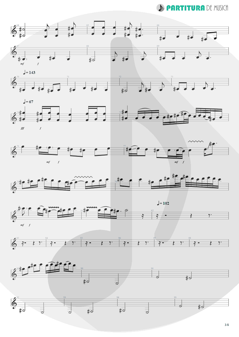 Partitura de musica de Guitarra Elétrica - We'll Burn The Sky | Scorpions | Taken by Force 1978 - pag 3