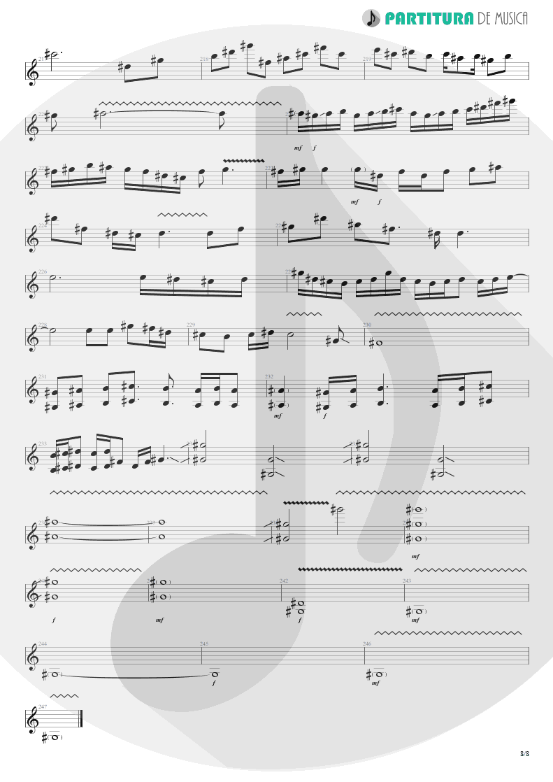 Partitura de musica de Guitarra Elétrica - We'll Burn The Sky | Scorpions | Taken by Force 1978 - pag 8