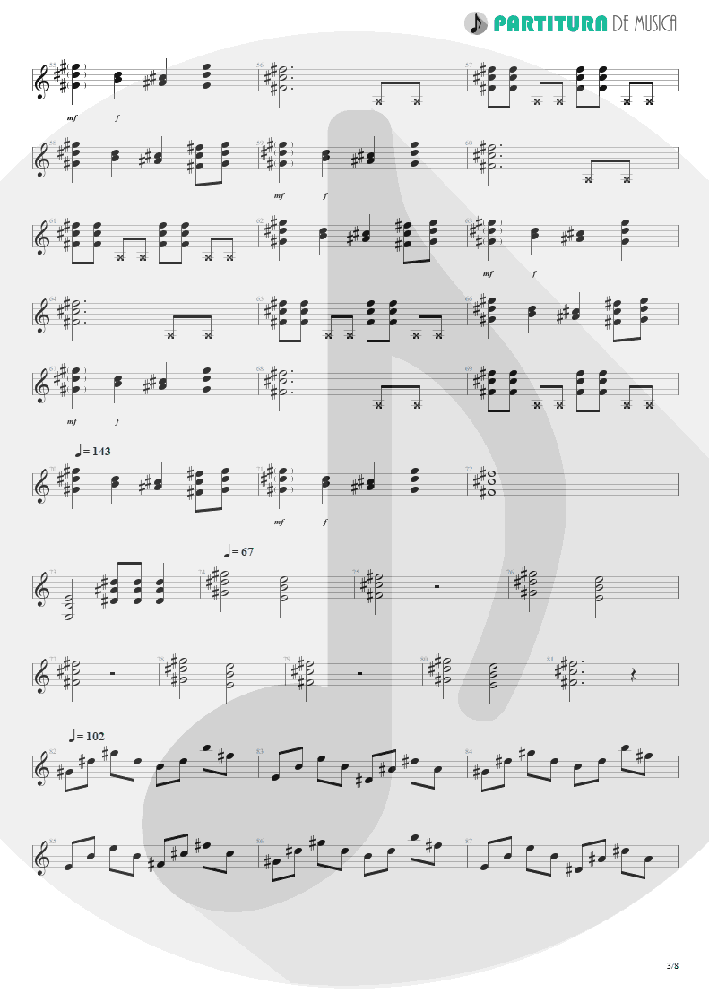 Partitura de musica de Violão - We'll Burn The Sky | Scorpions | Taken by Force 1978 - pag 3